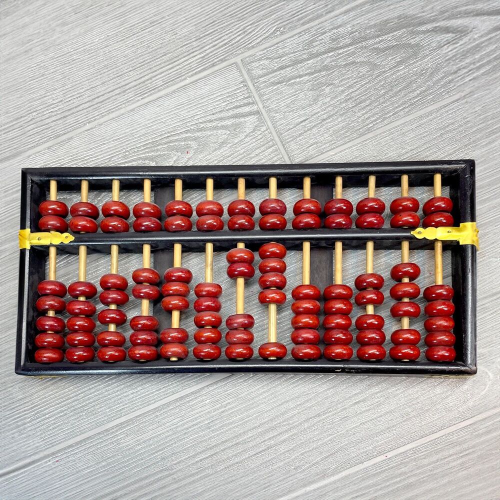 Vintage Abacus Lotus Flower Brand 12 Rods 91 beads Wood Onyx Black Red and Gold